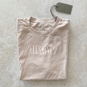 ✨ ALL SAINTS Logo Relaxed T-shirt Tan Size M NWT